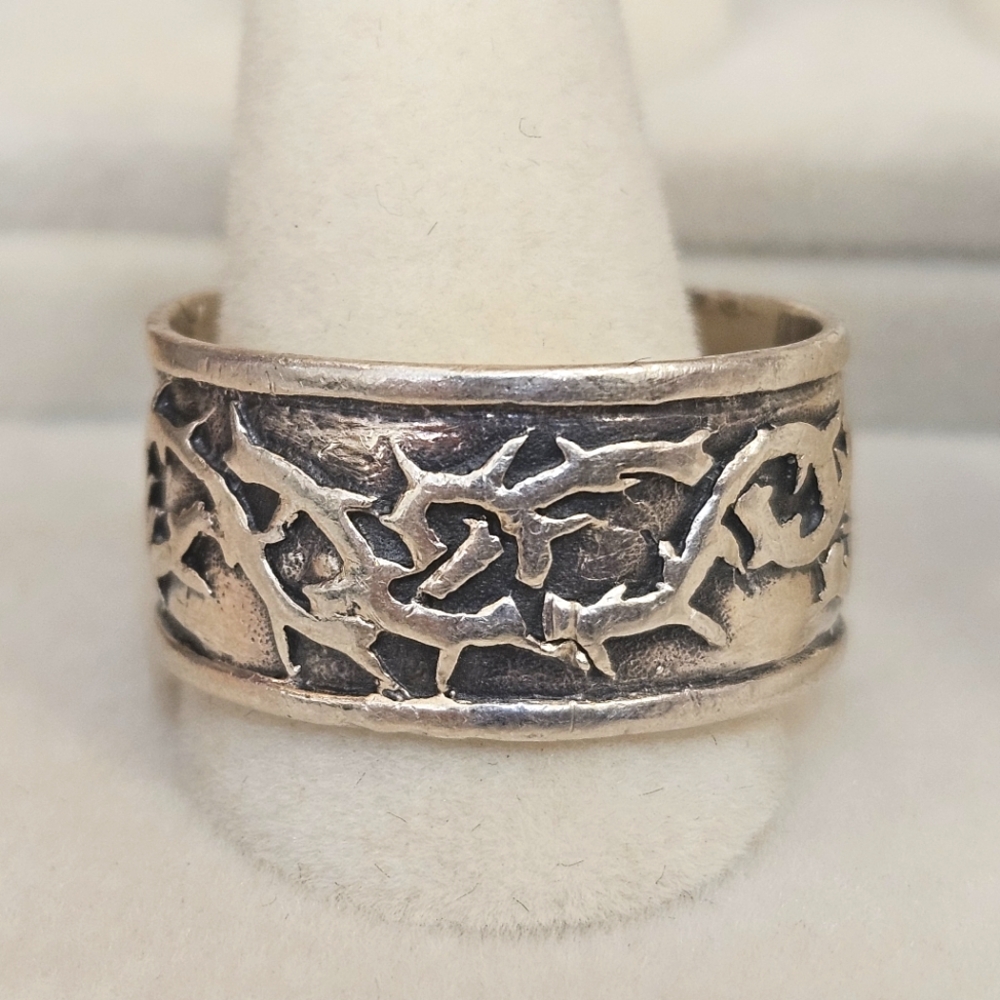 Sterling Silver Crown of Thorns Mens Ring Size 12 Solid 11.7 Grams Signed